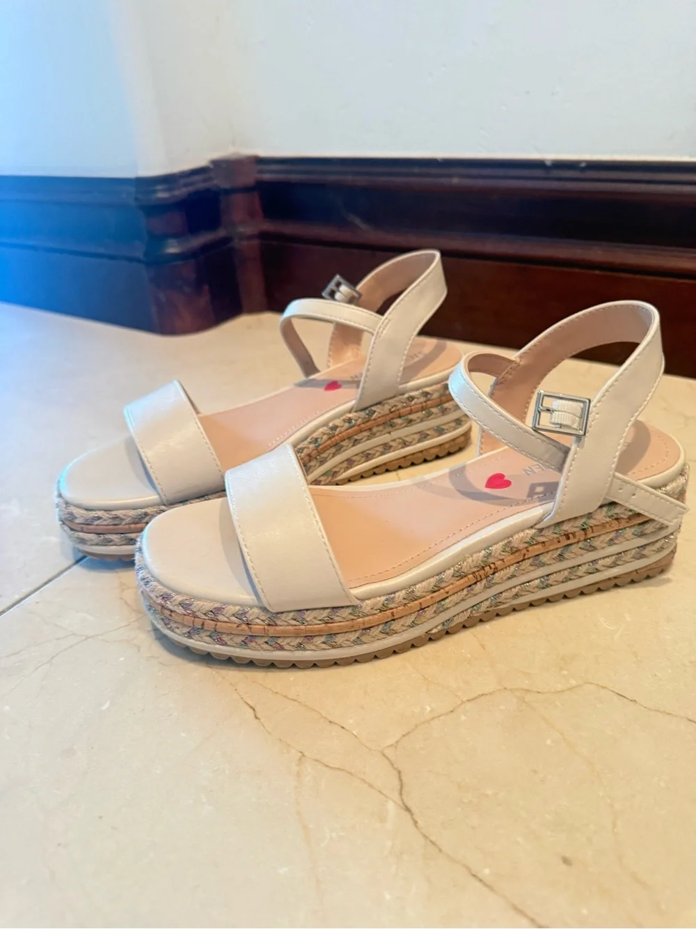 Steve Madden Girls Cream Espadrille Platform Sandals